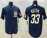 Men's Detroit Tigers #33 Colt Keith Navy With Patch Cool Base Stitched Jersey,baseball caps,new era cap wholesale,wholesale hats